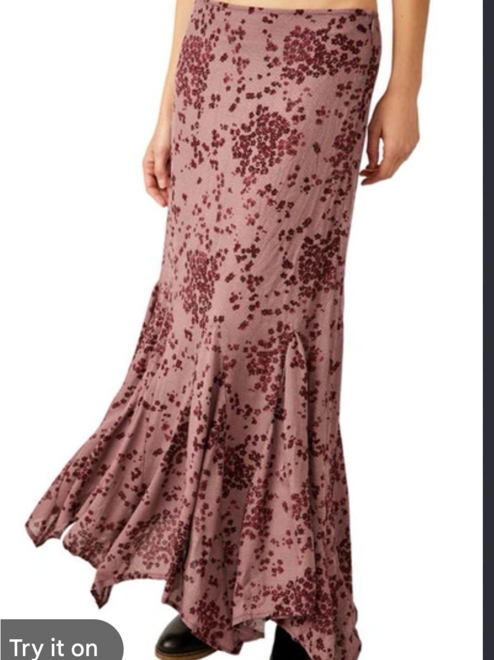 Free People Backseat Glamor Maxi Skirt Mauve Floral Womens 6 bohemian fairy